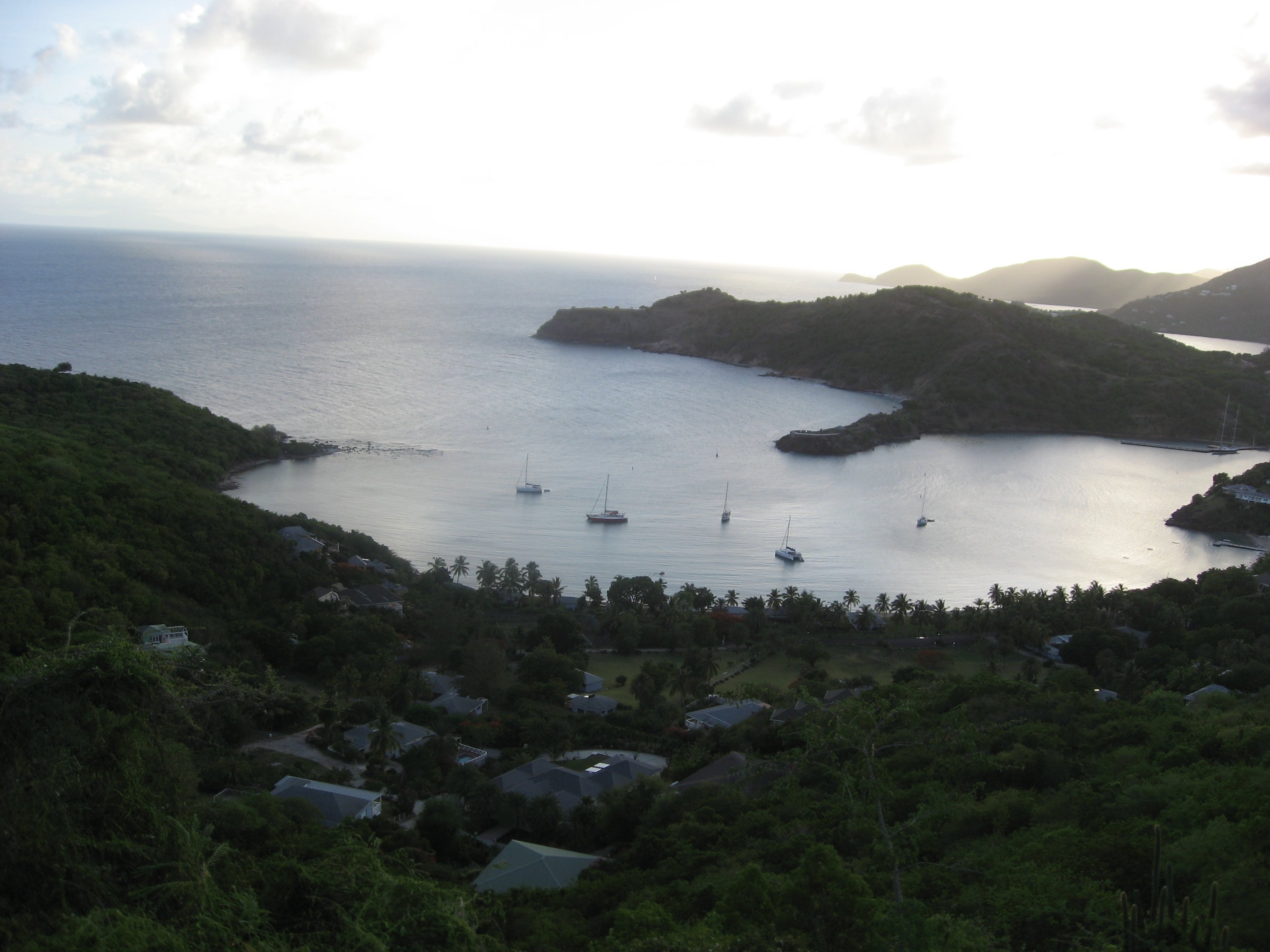 The views of English Harbour and Galleon Beach from Shirley Heights.