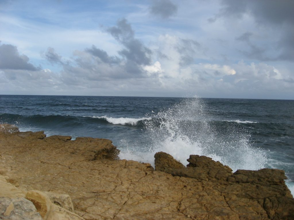 waves crashing on shore