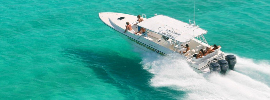 Adventure Antigua on Eli's custom built boat taking you further faster and yes its very exciting.